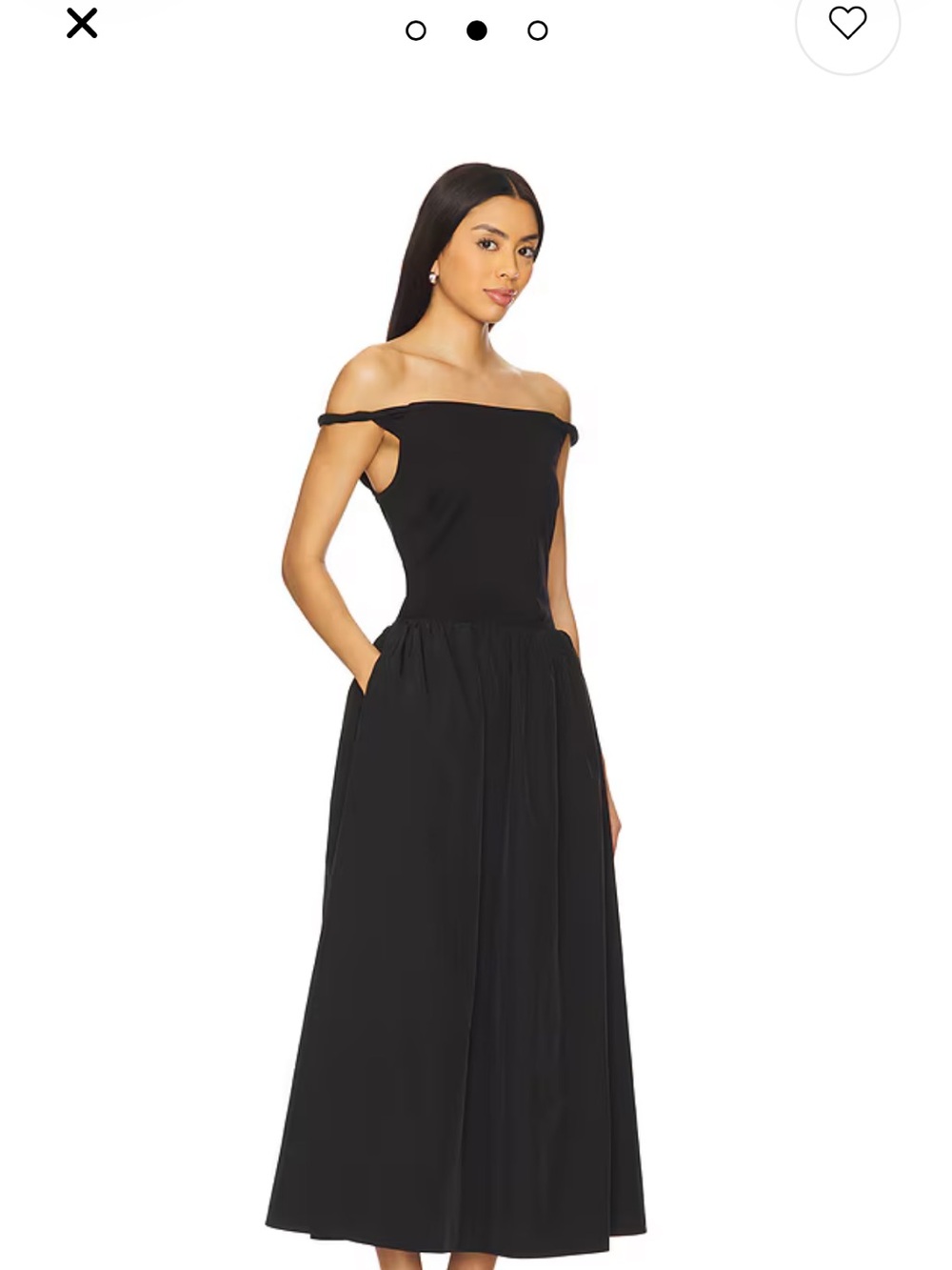 ASTR The label Black Off Shoulder Midi Dress Size M